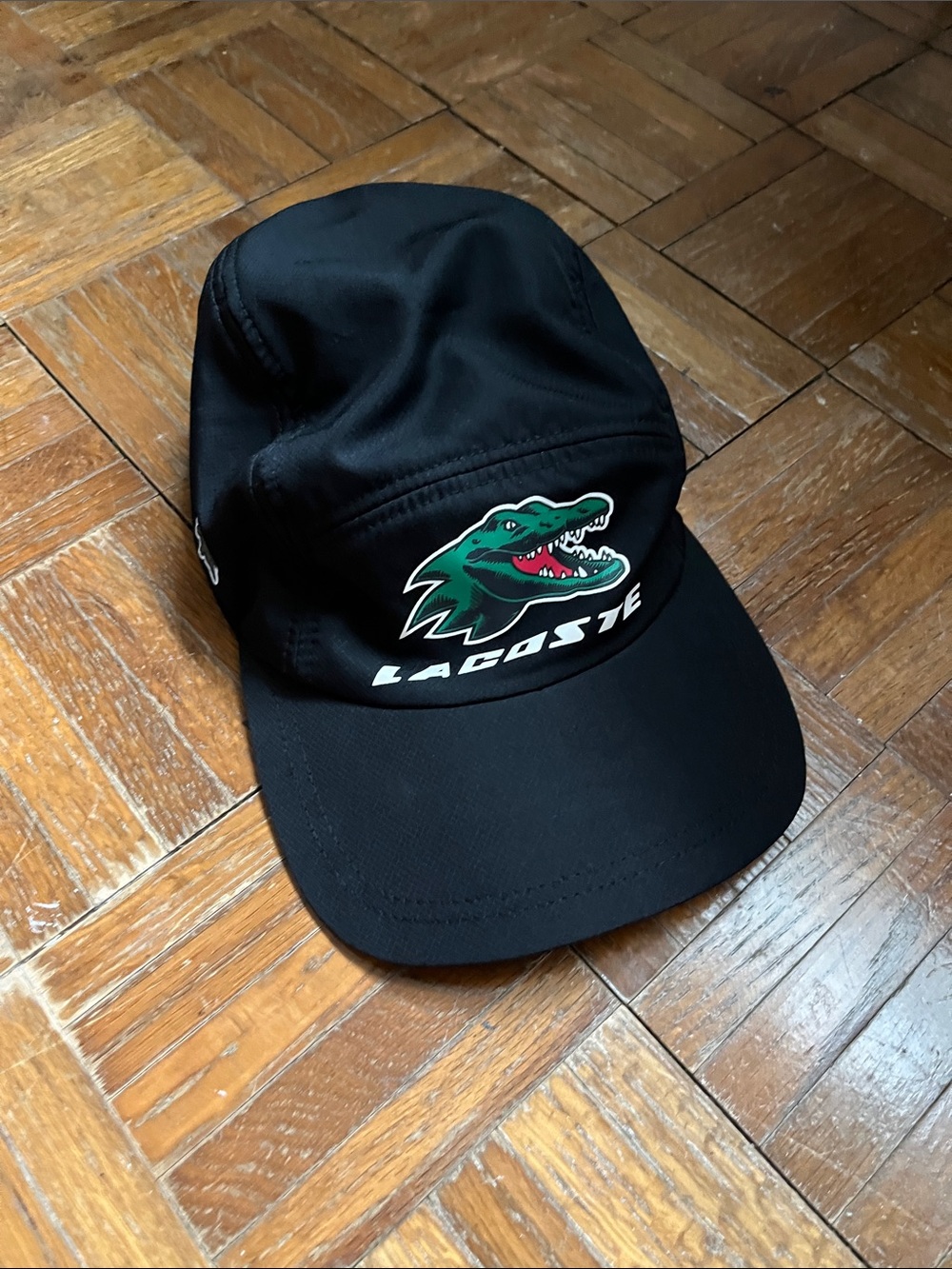 Lacoste Sport Black Cap with Green Crocodile Logos